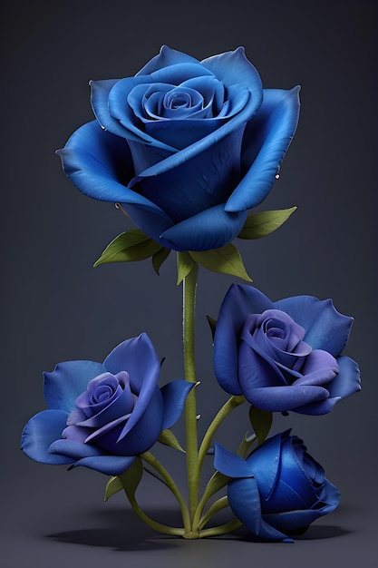 3D-Rose in blauer Farbe, kostenloses Foto