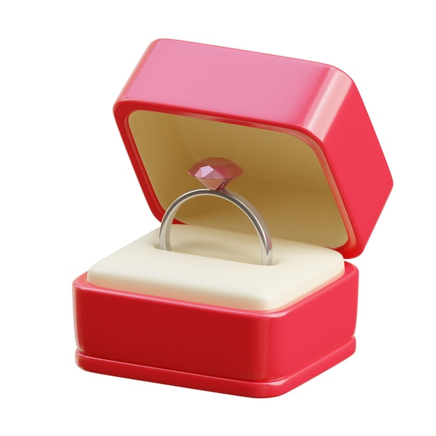 3D-Rot-Schmuck-Ring-Schachtel Französisch Design