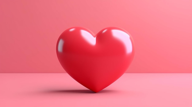 3D rotes Herz auf rosa Hintergrund Herzsymbol wie und liebe generative KI