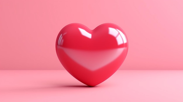 3D rotes Herz auf rosa Hintergrund Herzsymbol wie und liebe generative KI