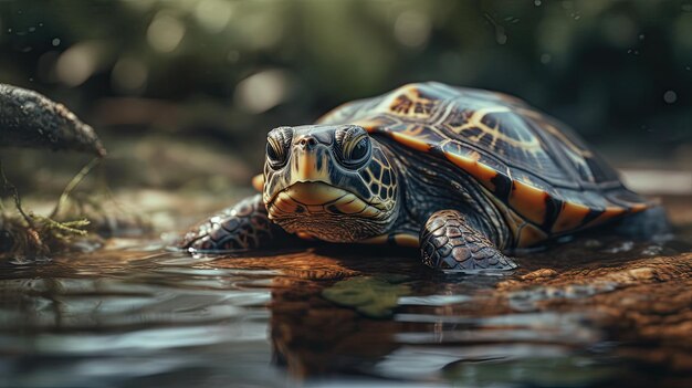 3D-Schildkröten-Illustration im klaren Meer