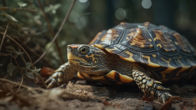 3D-Schildkröten-Illustration im klaren Meer