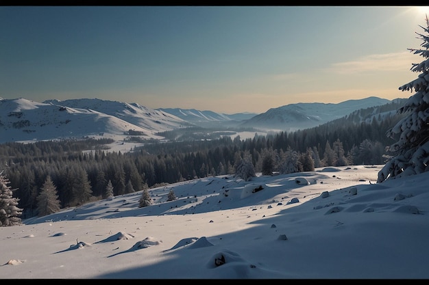 3d schneebedeckte Winterlandschaft