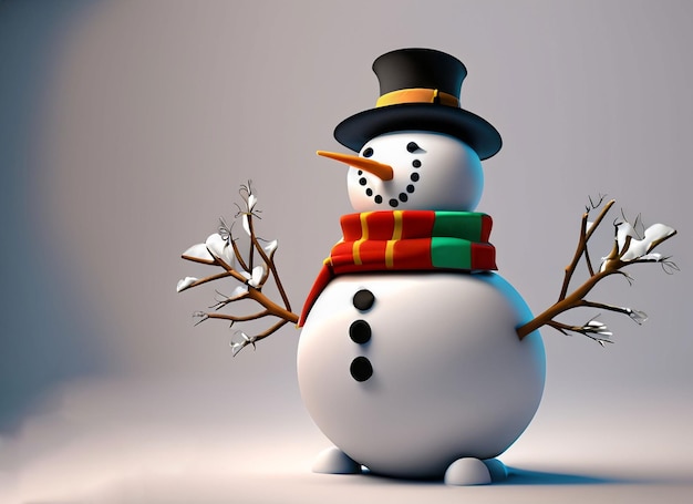 3D-Schneemann auf weißem Hintergrund