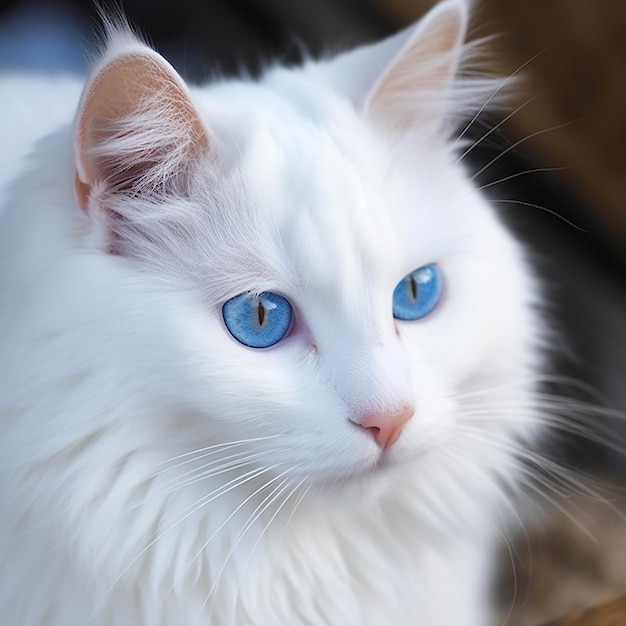 3D schöne weiße Katze mit blauen Augen