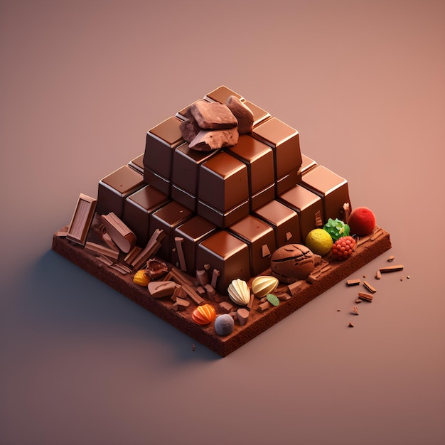 Foto 3d-schokoladen-lowpoly