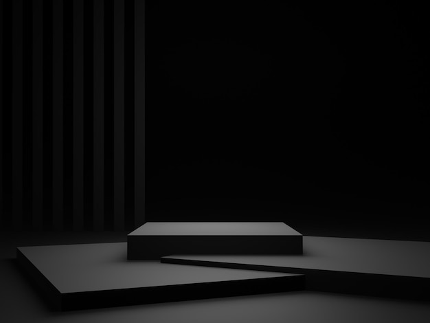 Foto 3d schwarzer hintergrund dunkelraum geometrisches podium