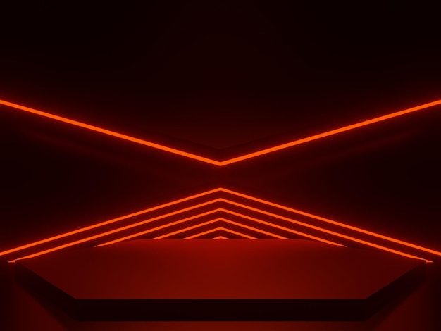 3D-schwarzer wissenschaftlicher Hintergrund mit roten Neonlichtern
