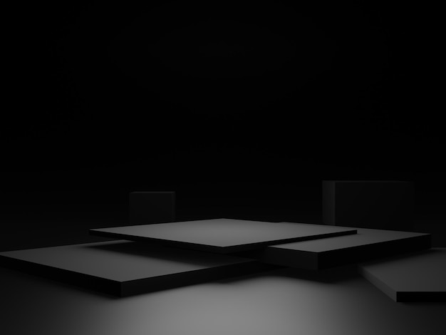 3D schwarzes geometrisches Podium Dunkler Hintergrund