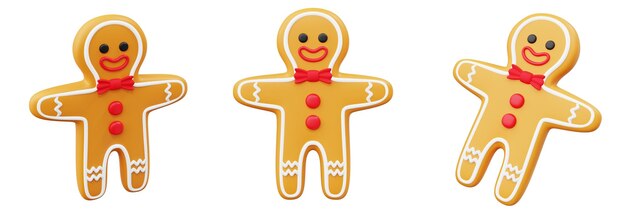 3D Set Gingerbread Man Cookie Decoración de Feliz Año Nuevo Diseño de Tema de Feliz Navidad