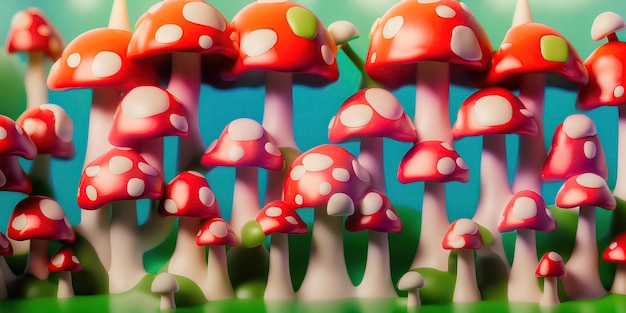 3D, Setas amanita multicolores