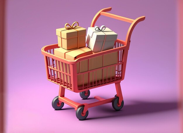 3D-Shopping-Kurz mit Geschenkkiste