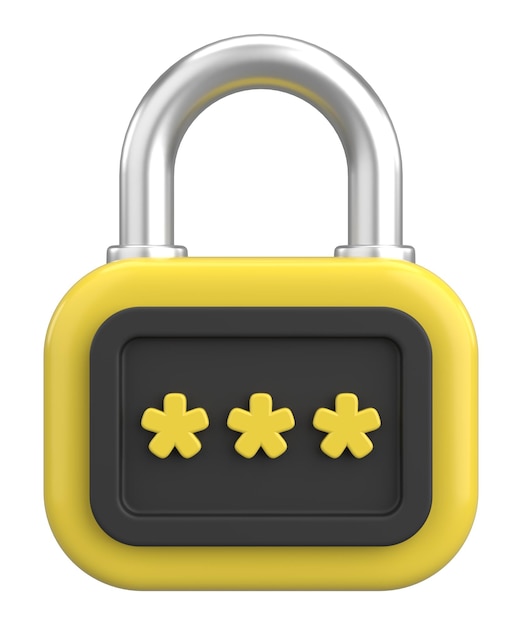 3D-Sicherheits-Symbol Sicheres Passwort 3D-Illustration