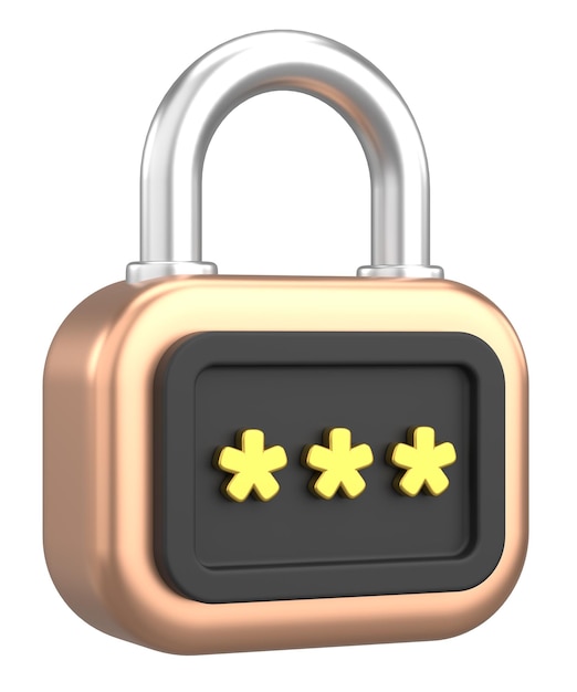 3D-Sicherheits-Symbol Sicheres Passwort 3D-Illustration