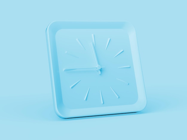 3d Simple Blue Square Wanduhr 1145 Elf Fünfundvierzig Viertel bis 12 3d-Illustration