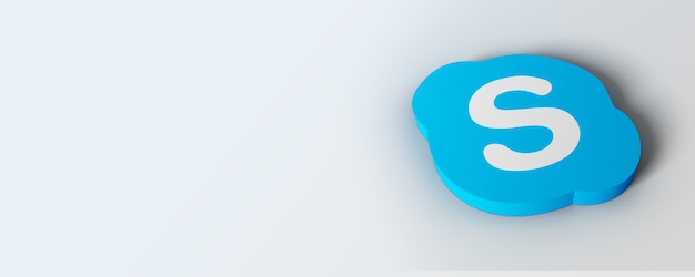 3D-Skype-Logo-Banner mit weißem Hintergrund