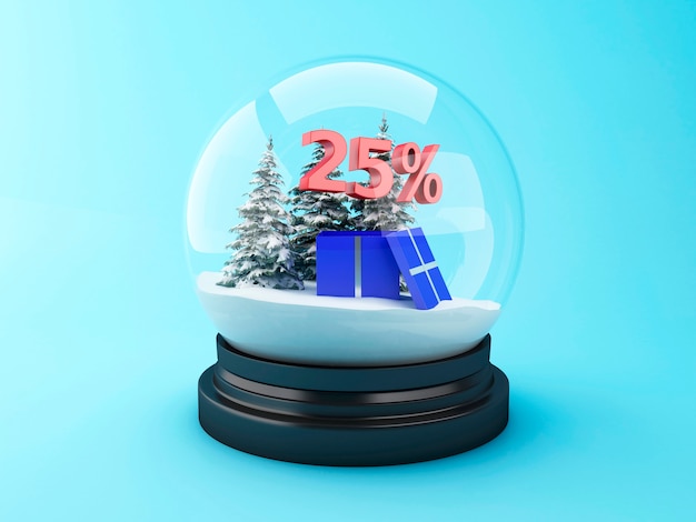 3D Snow Dome con árboles y rojo 25% de descuento.