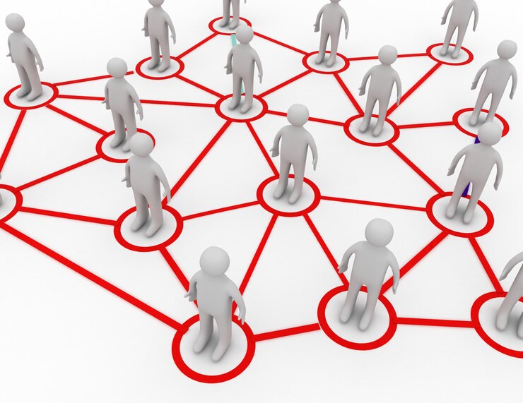 Foto 3d-social-networking-erfolgskonzept. 3d gerenderte darstellung