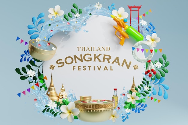 3d Songkran-Festivalhintergrund im Thailand-Wasserfestival