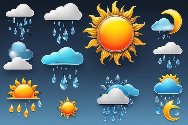 3D-Sonne- und Regenwetter-Symbol