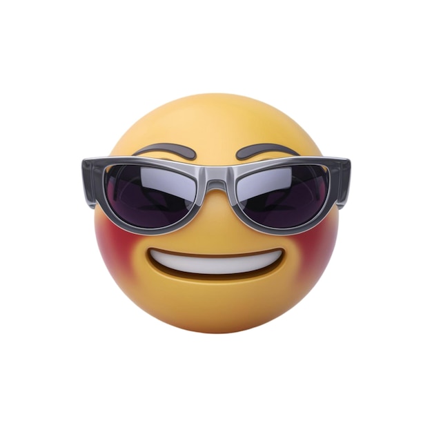 3D-Sonnenbrille-Emoji mit einem kühlen Ausdruck, isoliert auf weißem Hintergrund