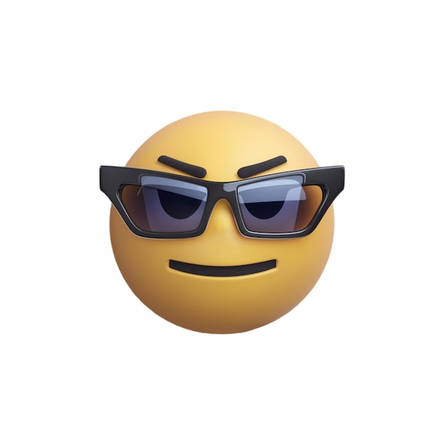 3D-Sonnenbrille-Emoji mit einem kühlen Ausdruck, isoliert auf weißem Hintergrund