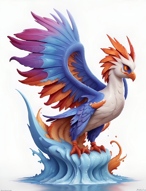 3d Splash art Pheonix forma fundo branco