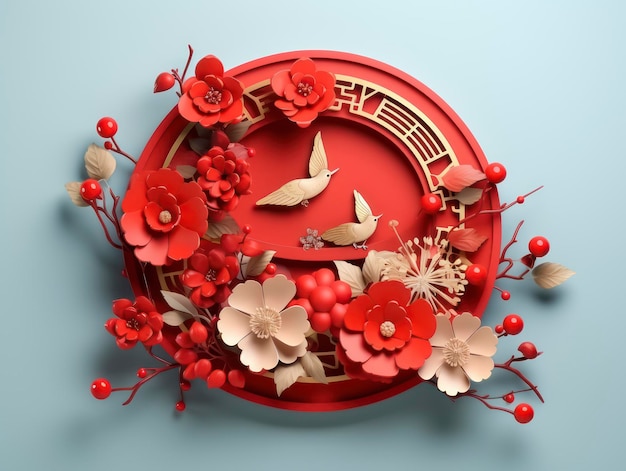 3D-Stil minimalistische chinesische Neujahrsfeier-Komposition