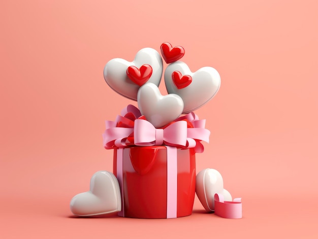 3D-Stil minimalistische Valentinstag-Saisonkomposition