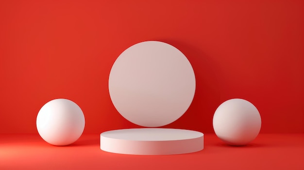 3D-Stil-Podium in Form von rotem Luxus-Hintergrund Illustration zur Förderung von Verkauf und Marketing