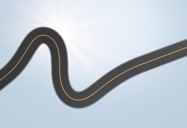 3D-Straße und Himmel 3D-Floating Straße und Land Bildmanipulation Design sonniger Himmel Autobahn Konzept Geschwindigkeit