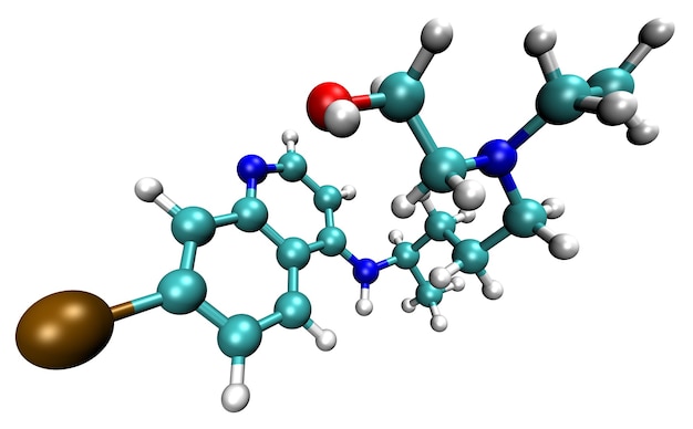 3D-Struktur von Hydroxychloroquin, einem perspektivischen Medikament gegen die COVID-19-Coronavirus-Krankheit und Malaria
