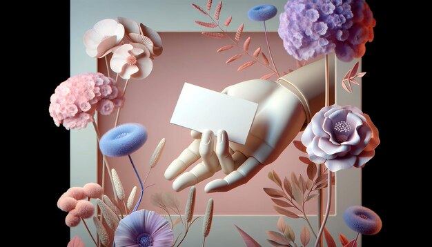 3D-stylische Hand mit einer Visitenkarte