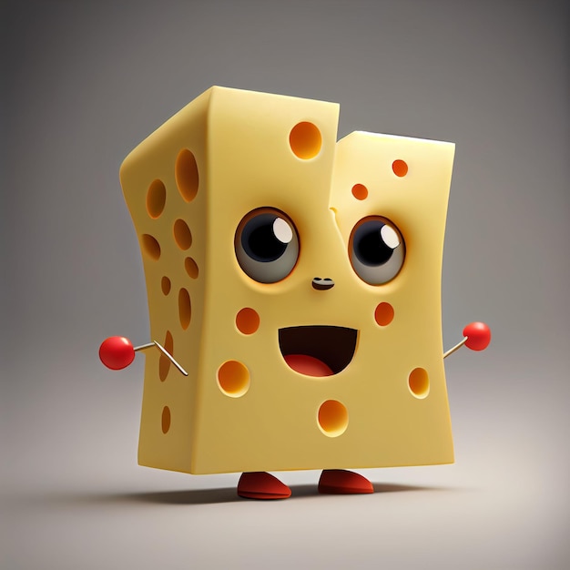 3D-süße Schweizer Käse-Cartoon-Figur Generative AI