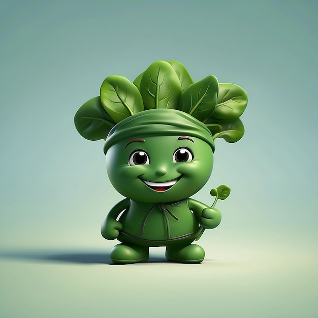 3d süßes grünes Spinat-Charakter