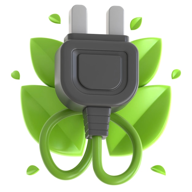 Foto 3d-symbol eco plug 3d-illustration 3d-element 3d-rendering grafische elemente design-element