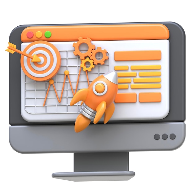 3D-Symbol Geschäft Online-Kurs 3D-Illustration 3D-Element 3D-Rendering Grafische Elemente Design