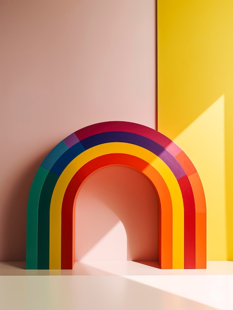 3D-Szene mit Regenbogenfarben, kreativem Hintergrund in Pastellfarben und lebendigen Farben, erstellt mit generativer KI-Technologie
