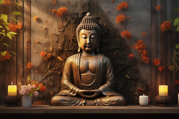3D-Tapete mit Buddha für Wände