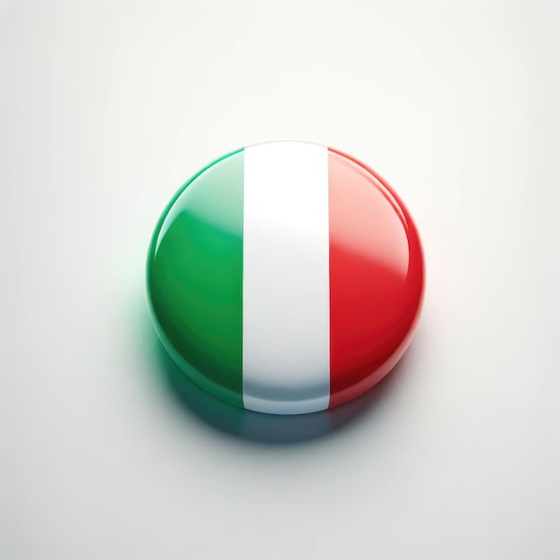 3D-Taste-Logo mit italienischer Flagge auf weißem Hintergrund