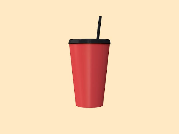 3d taza negra roja mock up crema renderizado 3d