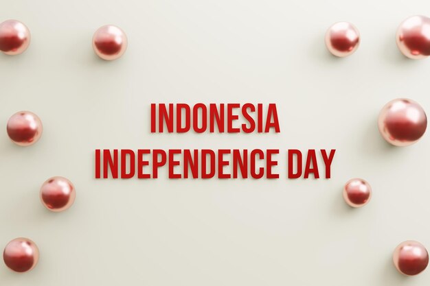 3D-Text Indonesien Unabhängigkeitstag und Ballon im weißen Hintergrund Konzept zum Unabhängigkeitstag