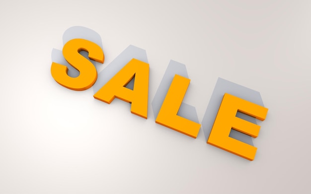 3D-Text SALE auf hellgrauem Hintergrund mit Schatten Kauf oder Verkauf