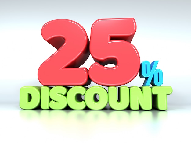 3D texto 25% de descuento en blanco