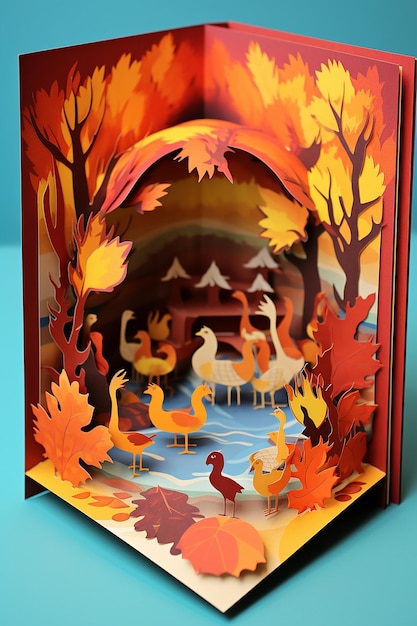 Foto 3d-thanksgiving-papier ausgeschnitten diorama-buch