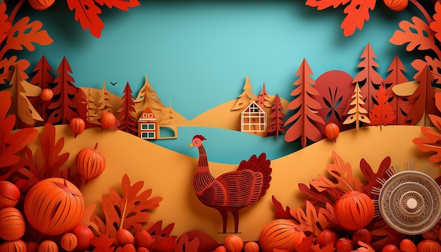 3D-Thanksgiving-Papier ausgeschnitten Hintergrund