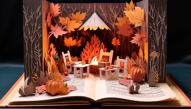 3D-Thanksgiving-Papier ausgeschnittenes Diorama-Buch