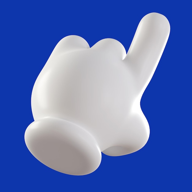 3D-Touch- oder Klick-Symbol Zeichentrickfigur Hand in weißem Handschuh Zeige- oder Drückgestur 3D-Rendering