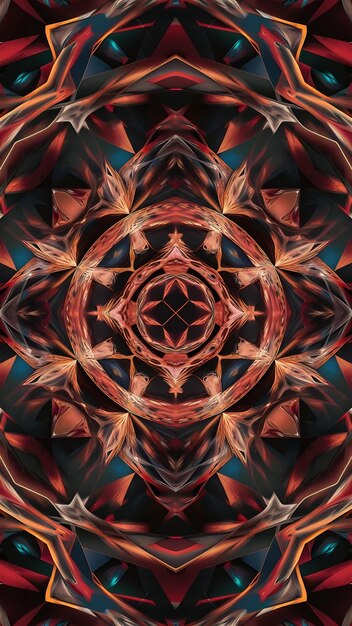 Foto 3d transformação geométrica abstrata de caleidoscópio distorção fractal da superfície