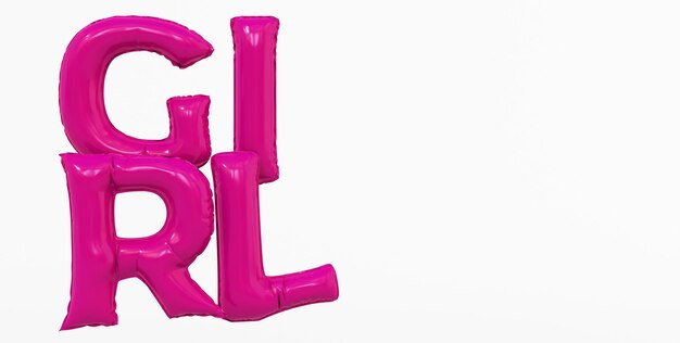 3d übertragen abstrakten rosa Mädchentext, der auf weißem Hintergrund lokalisiert wird.